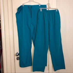Teal Blue 2Pants Scrub Bottoms Bundle Medium